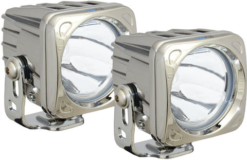 Optimus 3" Square Chrome LED Driving Light 10w 10 Deg Narrow Beam (Pair) by Vision X
