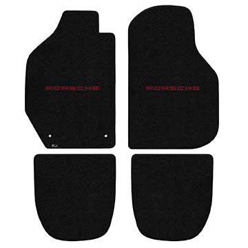 1966-1973 Porsche 911 / 912 Targa "Porsche Logo" Ultimat Front and Back Seat Floor Mats (Black) by Lloyd Mats