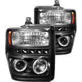 2008-2010 Ford F-250 F-350 SuperDuty Black Halo Projector Headlights (Pair) by IPCW