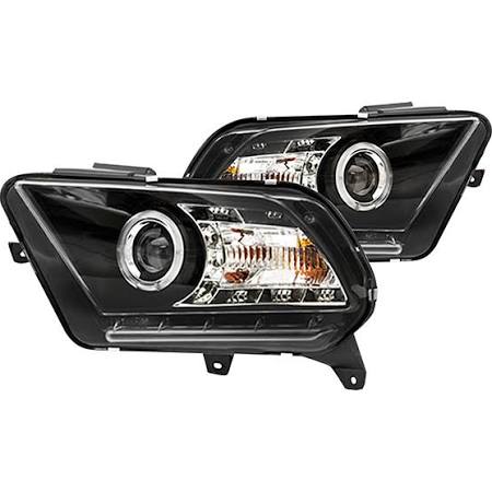2010-2013 Ford Mustang (Does not fit models w/ HID) Black Projector Headlights (Pair) by IPCW