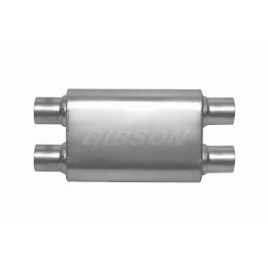 4" x 9" x 18" Oval Superflow Stainless Steel Performance Muffler (3.00" Inlet Dual) (3.00" Dual Outlet) by Gibson Exhaust