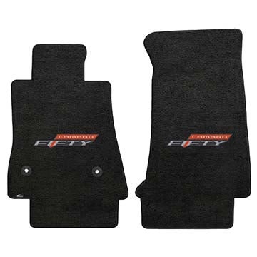 2017 Chevy Camaro "50th Anniversary Logo" Velourtex FRONT Seat Floor Mats (Ebony) by Lloyd Mats