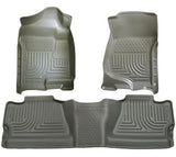 Husky WeatherBeater FRONT + BACK SEAT Floor Liners 2007-2013 Chevy Silverado Crew Cab (No Man xfer Case)