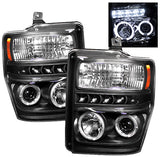 2008-2010 Ford F-250 F-350 SuperDuty Black Halo Projector Headlights (Pair) by IPCW