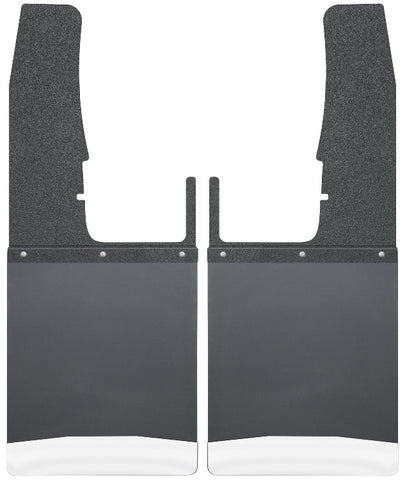 2009-2016 Dodge Ram 1500 2500 3500 Kickback Mud Flaps by Husky (12" Wide, Black Top and Stainless Steel Weight)