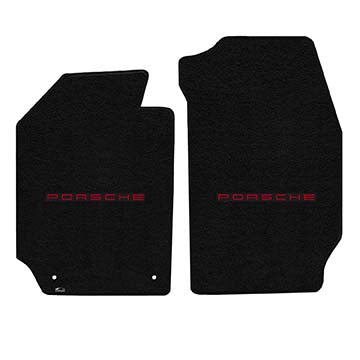 1969-1973 Porsche 911 / 912 Coupe "Porsche Logo" Ultimat FRONT Seat Floor Mats (Black) by Lloyd Mats