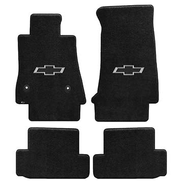 2016-2017 Chevy Camaro "Chevy Bow Tie Logo" Velourtex Front and Back Seat Floor Mats (Ebony) by Lloyd Mats