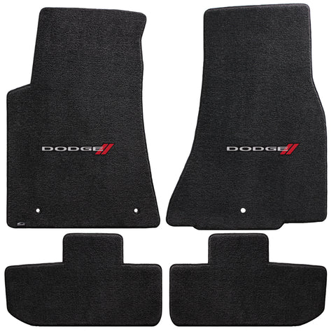 2011-2015 Dodge Challenger "Dodge Logo" Ultimat Front and Back Seat Floor Mats (Ebony) by Lloyd Mats