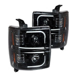 RECON Black LED Projector Headlights w/ DRL 2014-2017 Chevy Silverado 1500