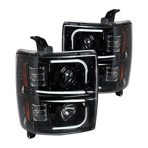 RECON Black LED Projector Headlights w/ DRL 2014-2017 Chevy Silverado 1500