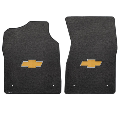 1999-2006 Chevy Silverado (Standard Cab) "Bow Tie Logo" Velourtex FRONT Seat Floor Mats (Ebony) by Lloyd Mats