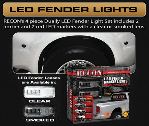 RECON CLEAR LED Fender Lights 2011-2012 Ford F250HD/F350/F450 Dually Superduty