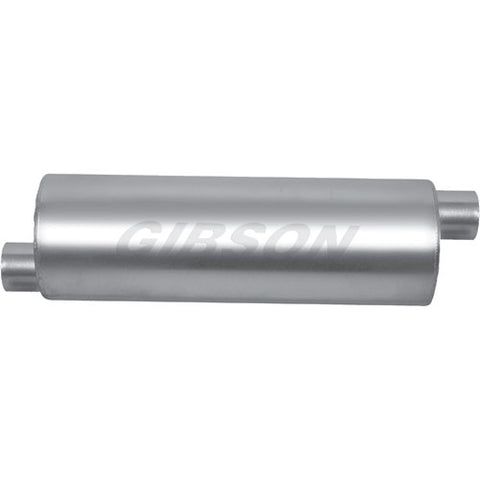6" Round 24" Long Superflow Stainless Steel Performance Muffler (2.50" Offset Inlet) (2.50" Offset Outlet) by Gibson Exhaust