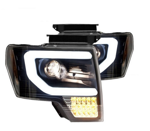 2009-2014 Ford F-150 (w/ OEM HIDs) IPCW Black Projector Headlights w/ DRL