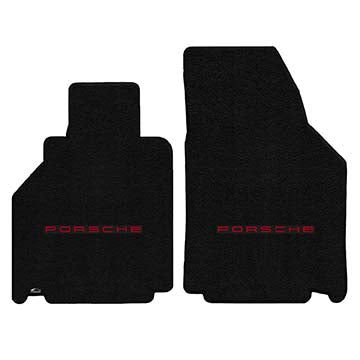 2001-2005 Porsche 911 Carrera (996) "Porsche Logo" Ultimat FRONT Seat Floor Mats (Black) by Lloyd Mats