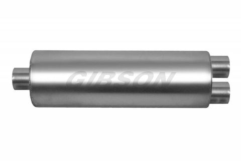 8" x 24" Round Superflow Stainless Muffler (3.5" In 3" Dual Out) by Gibson Performance