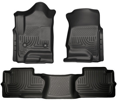 Husky WeatherBeater FRONT + BACK SEAT Floor Liners 2014-2018 Chevy Silverado GMC Sierra Cab 1500 Extended Cab