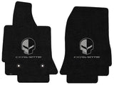 2014-2017 Chevy Corvette "Jake Skull Logo + Corvette" Ultimats FRONT Seat Floor Mats (Jet Black) by Lloyd Mats