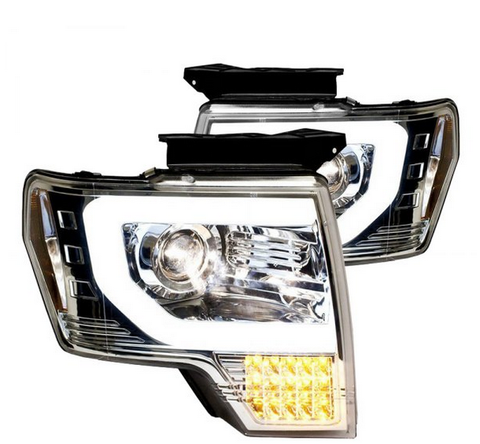 2009-2014 Ford F-150 (w/ OEM Halogen Lights) IPCW Chrome Projector Headlights w/ DRL