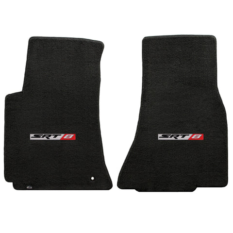 2008-2010 Dodge Challenger "SRT8 Logo" Velourtex FRONT Seat Floor Mats (Ebony) by Lloyd Mats