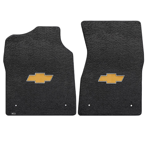 1999-2006 Chevy Silverado (Standard Cab) "Bow Tie Logo" Ultimats FRONT Seat Floor Mats (Ebony) by Lloyd Mats