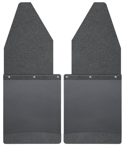 1988-2016 Ford F-150, F-250, F-350 Super Duty Husky KickBack Mud Flaps (12" Wide, Black Top and Weight)