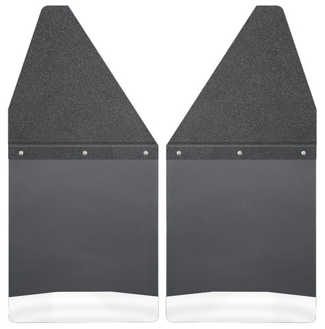 1988-2016 Chevy Silverado 1500 2500, 3500 (also fits 2004-2008 Dodge Ram) Kickback Mud Flaps by Husky (12" Wide, Black Top and Stainless Steel Weight)