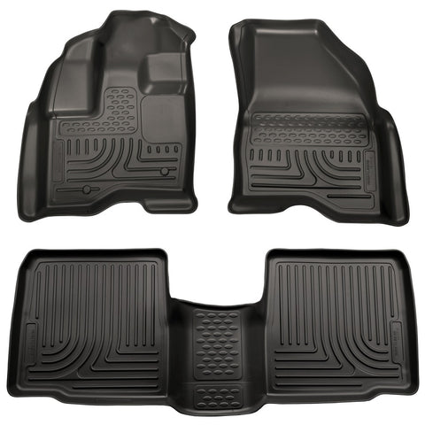 2009-2013 Lincoln MKS Husky WeatherBeater FRONT + BACK SEAT Floor Liners