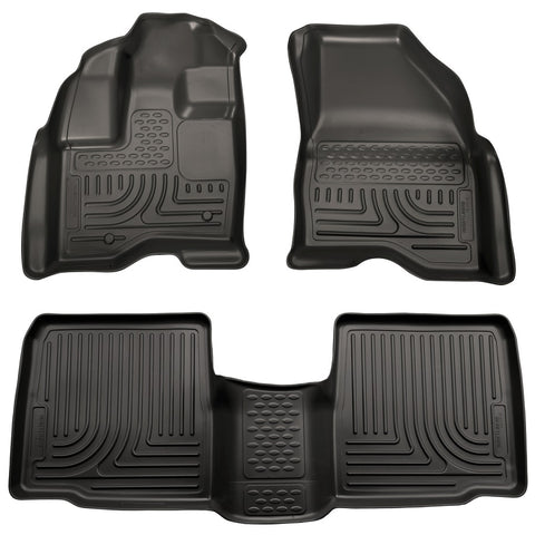 Husky WeatherBeater FRONT + BACK SEAT Floor Liners 2010-2015 Ford Taurus FWD
