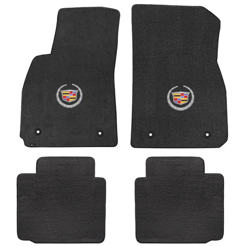 2013-2015 Cadillac XTS "Cadillac Logo" Velourtex Front and Back Seat Floor Mats (Ebony) by Lloyd Mats