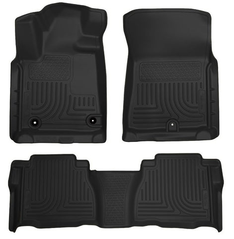 Husky WeatherBeater FRONT + BACK SEAT Floor Liners 2012-2013 Toyota Tundra Crew Max + Double Cab