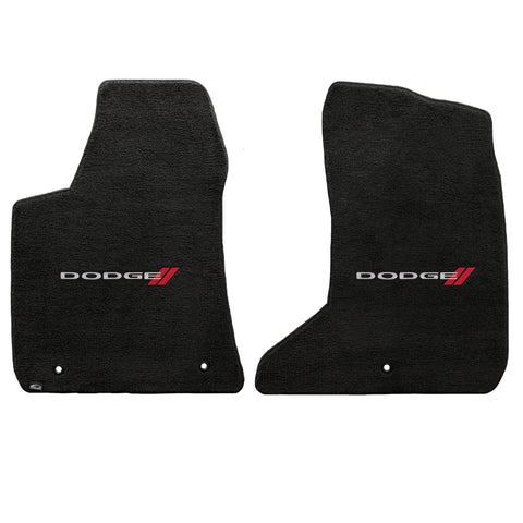 2011-2015 Dodge Charger (AWD Only) "Dodge Logo" Velourtex FRONT Seat Floor Mats (Ebony) by Lloyd Mats
