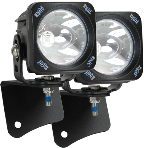 1997-2006 Jeep Wrangler TJ A Pillar Light Mount Bracket w/ Optimus Square 10 Deg Lights And Harness by Vision X