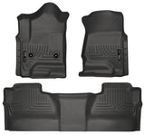 Husky WeatherBeater FRONT + BACK SEAT Floor Liners 2014-2018 Chevy Silverado GMC Sierra Crew Cab 1500