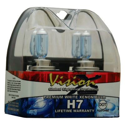 H7 SuperWhite Headlight Bulbs 55 Watt DOT Certified (Pair) by Vision X