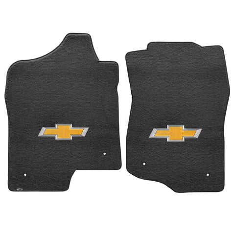 2015 Chevy Silverado (2500 3500 Crew Cab or Double Cab) "Bow Tie Logo" Velourtex FRONT Seat Floor Mats (Ebony) by Lloyd Mats