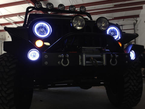 2007-2016 Jeep Wrangler Waterproof Exterior LED Fog Light Halo Kit by Oracle