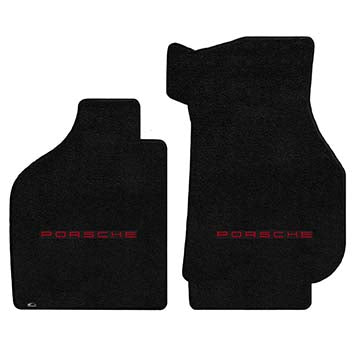 1984-1999 Porsche 911 Targa "Porsche Logo" Ultimat FRONT Seat Floor Mats (Black) by Lloyd Mats