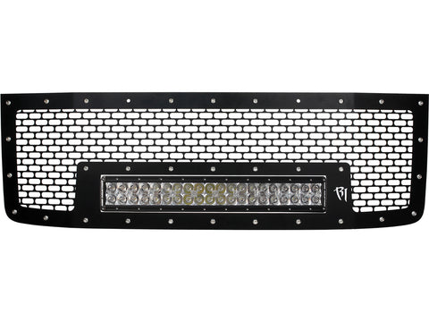 2011-2014 GMC Sierra 2500 3500 Rigid Industries LED Grille (w/ 20" Curved LED Light Bar)