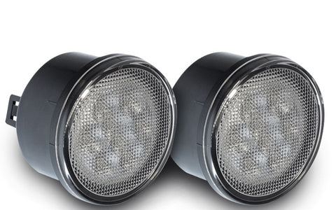 2007-2015 Jeep Wrangler RECON LED Front Turn Signal Lights -Under Headlight - (Clear Lens w/ Amber LEDs)