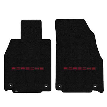2017 Porsche Cayman (718) "Porsche Logo" Ultimat FRONT Seat Floor Mats (Black) by Lloyd Mats