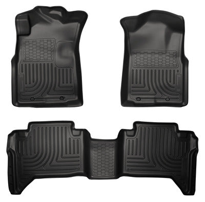 Husky WeatherBeater FRONT + BACK SEAT Floor Liners 2005-2015 Toyota Tacoma Double Cab
