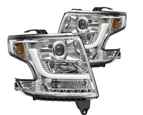 2015-2016 Chevy Suburban, Chevy Tahoe IPCW Chrome Projector Headlights (Pair) w/ DRL