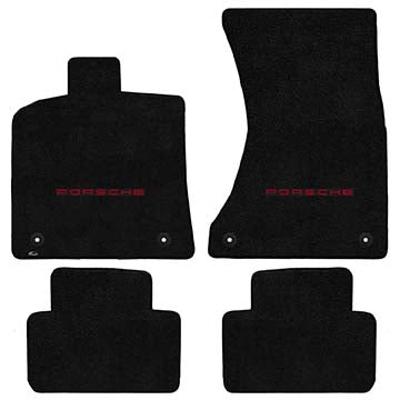 2015-2017 Porsche Macan "Porsche Logo" Ultimat Front and Back Seat Floor Mats (Black) by Lloyd Mats