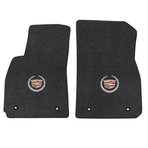 2013-2015 Cadillac XTS "Cadillac Logo" Velourtex FRONT Seat Floor Mats (Ebony) by Lloyd Mats