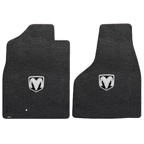 2009-2012.5 Dodge Ram 1500 (Standard Cab) "Silver RAM Logo" Ultimats FRONT Seat Floor Mats (Ebony) by Lloyd Mats