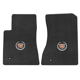 2011-2015 Cadillac CTS 2WD Coupe "Cadillac Logo" Velourtex FRONT Seat Floor Mats (Ebony) by Lloyd Mats