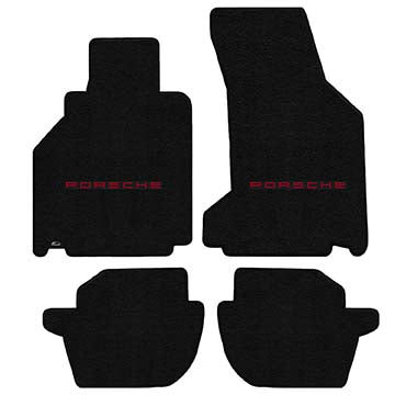 2002-2005 Porsche 911 Cabriolet (996 w/ Bose Sound) "Porsche Logo" Ultimat Front and Back Seat Floor Mats (Black) by Lloyd Mats