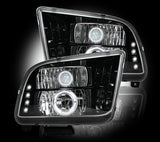 RECON Black Projector Headlights 2005-2009 Ford Mustang
