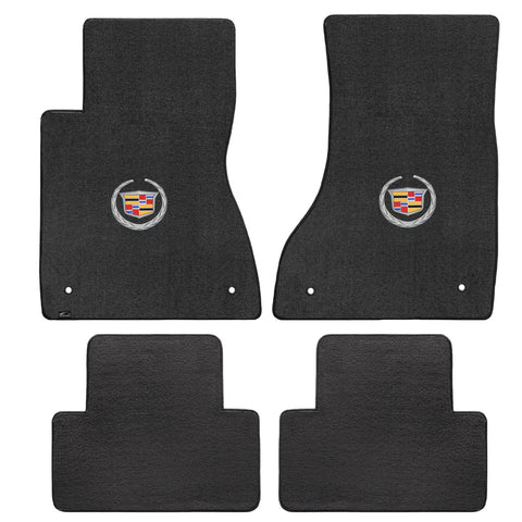 2003-2007 Cadillac CTS + CTS-V "Cadillac Logo" Velourtex Front and Back Seat Floor Mats (Ebony) by Lloyd Mats